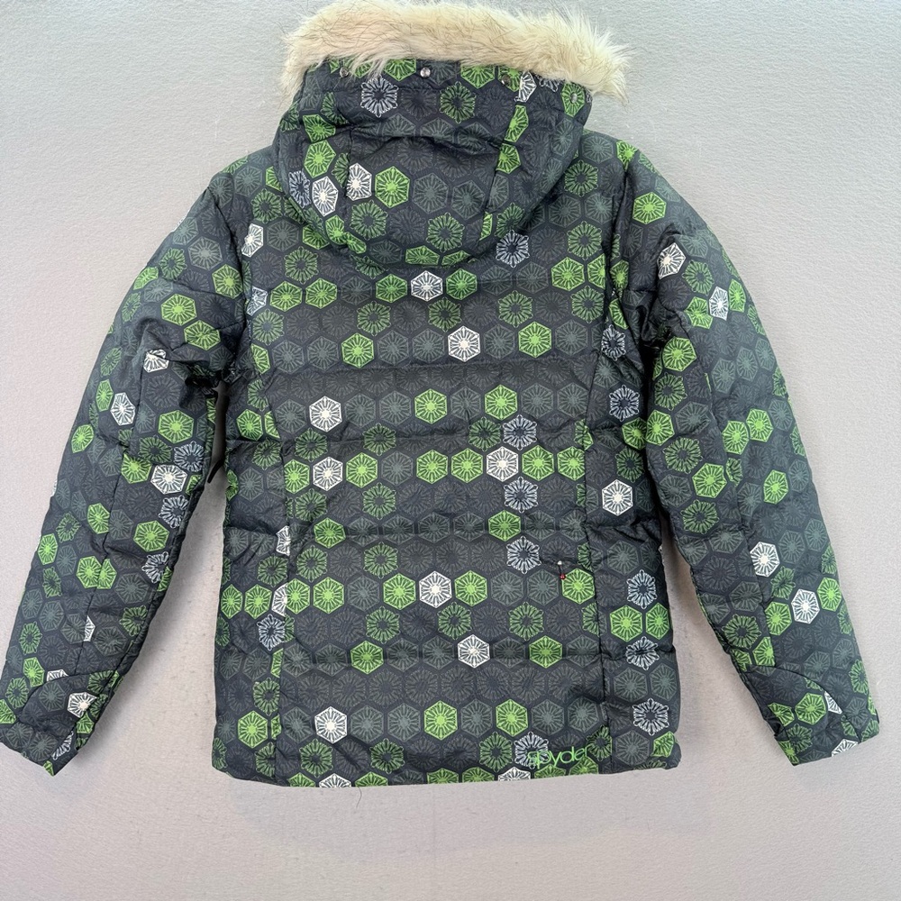 Spyder Women’s ski snow Coat Hooded faux fur trim full zip Jacket Green grey XS - Picture 3 of 9